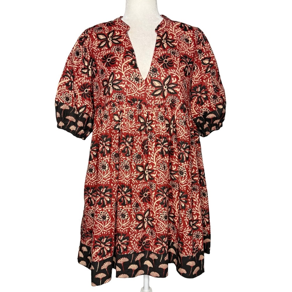 Clara The Label Mini Dress M Cotton Babydoll Lined Boho Peasant Victoria Dunn